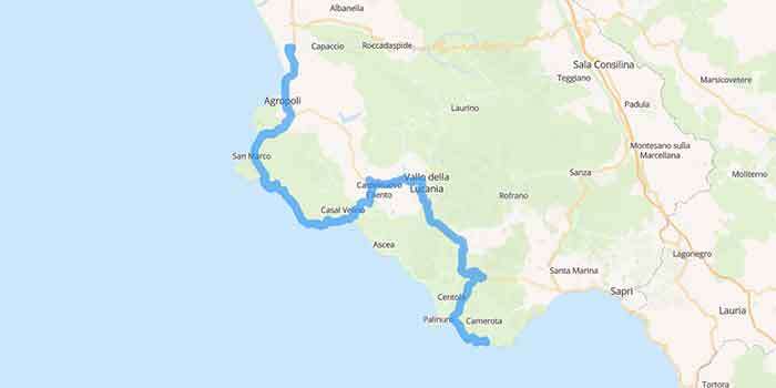 The scenic drive along the stunning coast of Cilento - Mappa